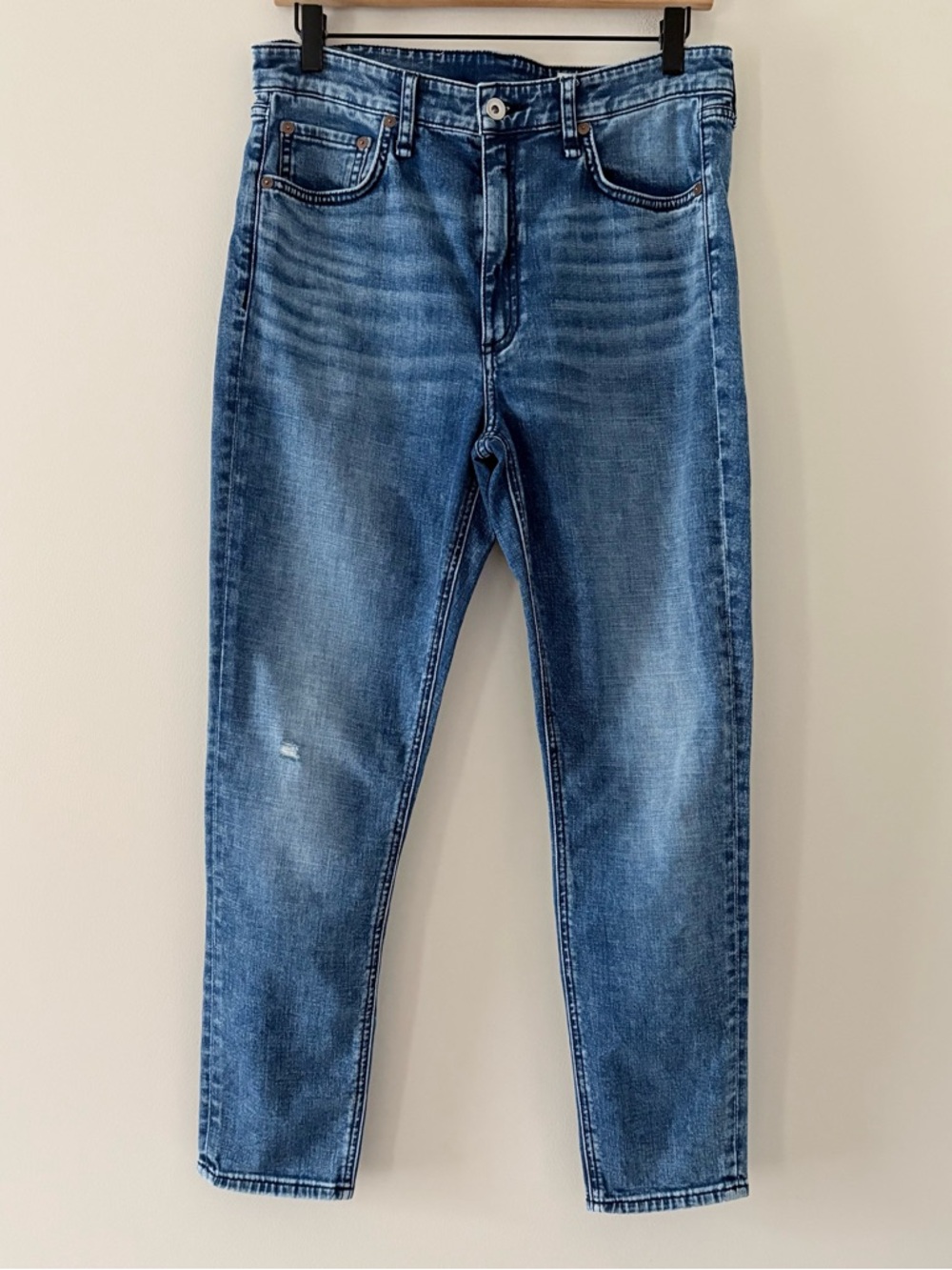 Rag & Bone Nina High-Rise Ankle Skinny Jeans Malibu Wash Size 30 Stretch Denim